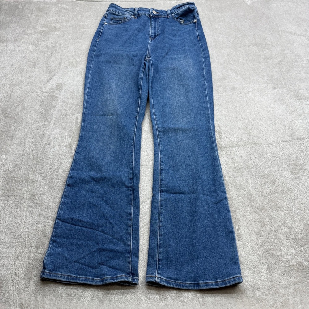 OAT New York Flare Jeans Womens‎ 10/30 Blue High Rise Stretch Bell Bottom Denim
